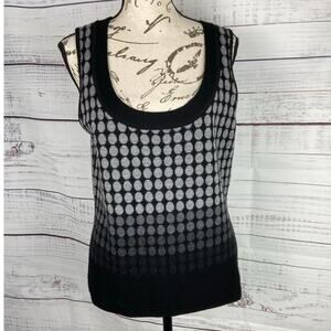 Talbots Sweater Vest Womens M Sleeveless Scoop Neck Merino Wool Polka Dot